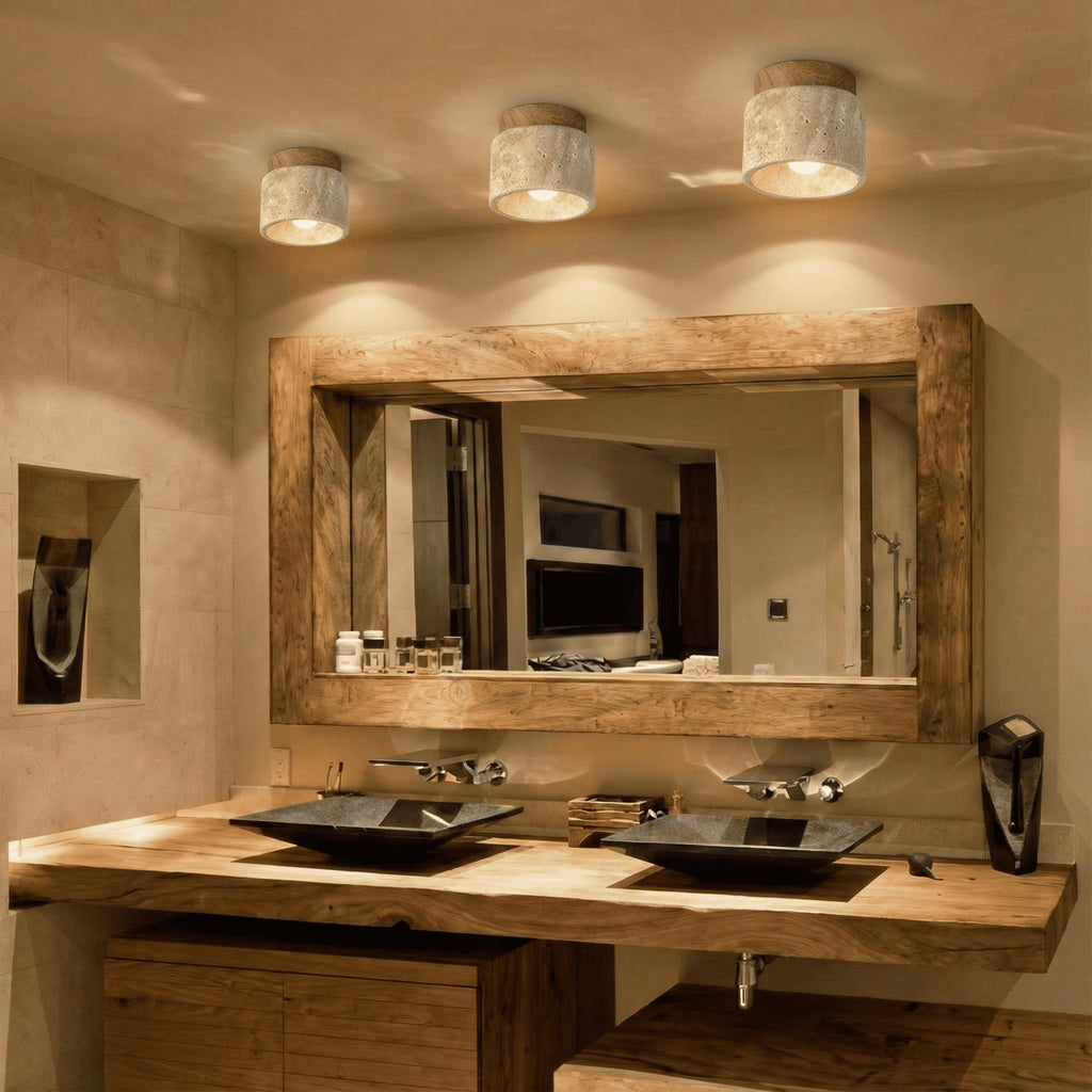 Plafonnier salle de bain en pierre - Traverto