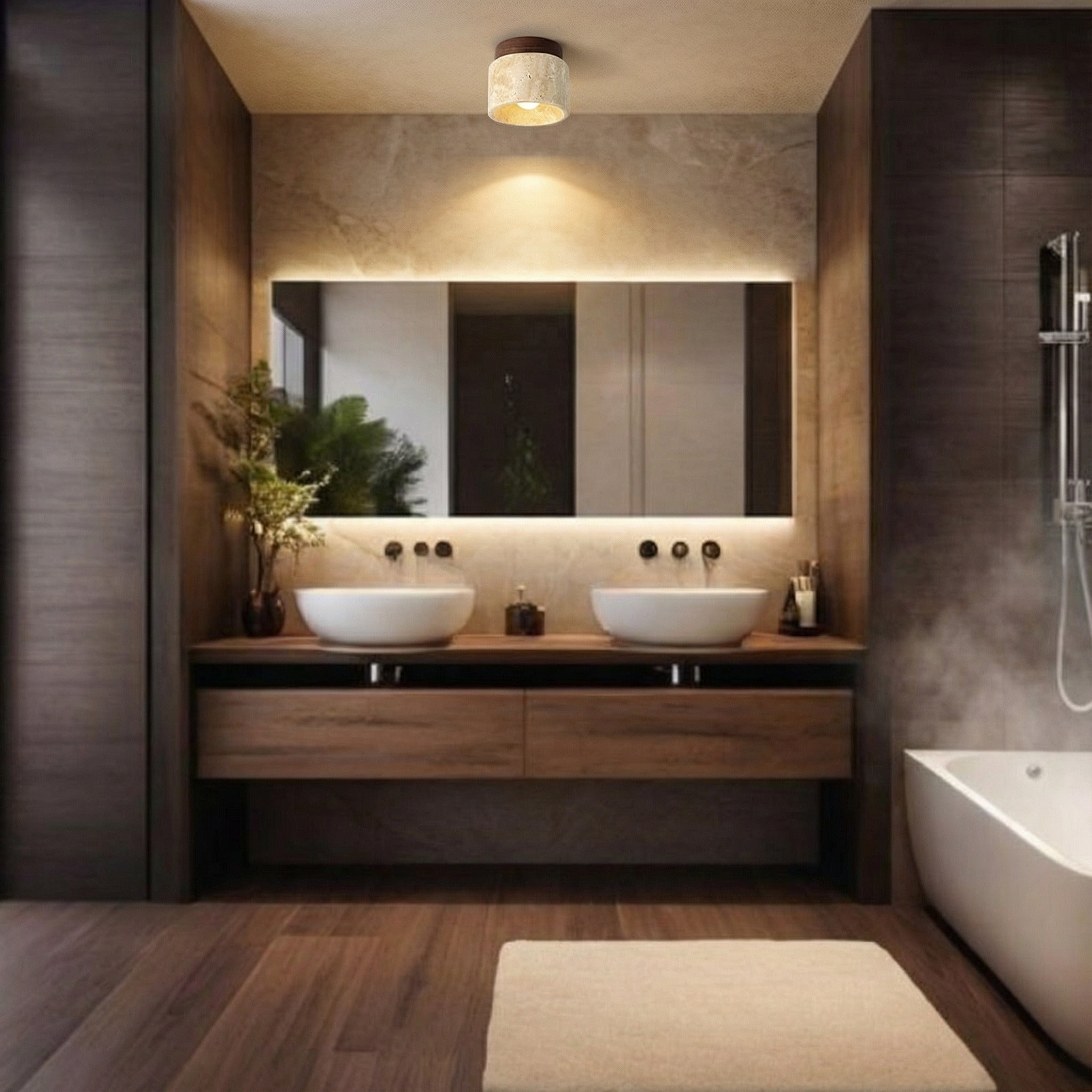 Plafonnier salle de bain en pierre - Traverto