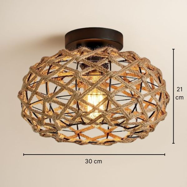 Plafonnier couloir en corde de chanvre - Ona