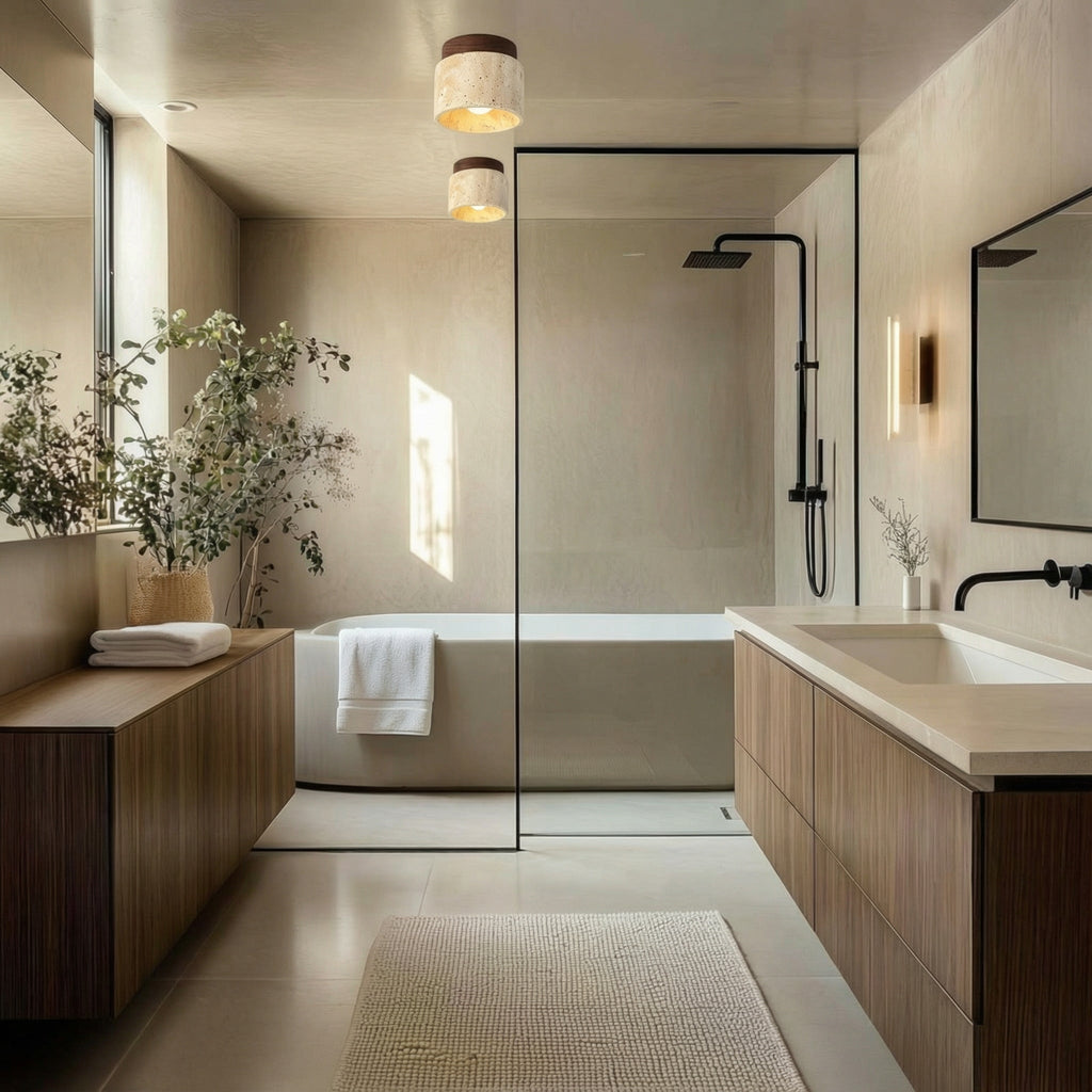 Plafonnier salle de bain en pierre - Traverto