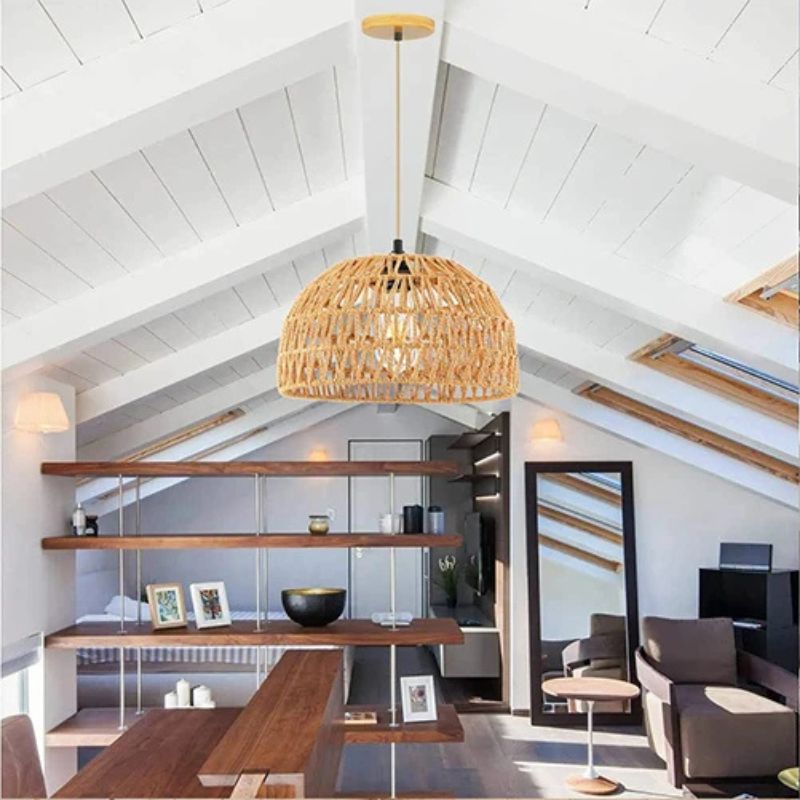 Suspension en rotin naturel - Evana