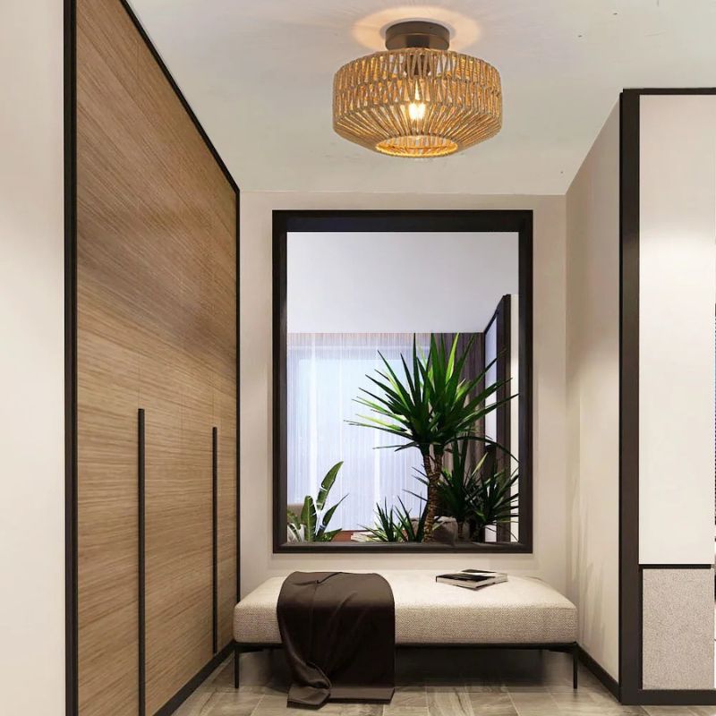 Luminaire plafonnier en rotin naturel - Elara