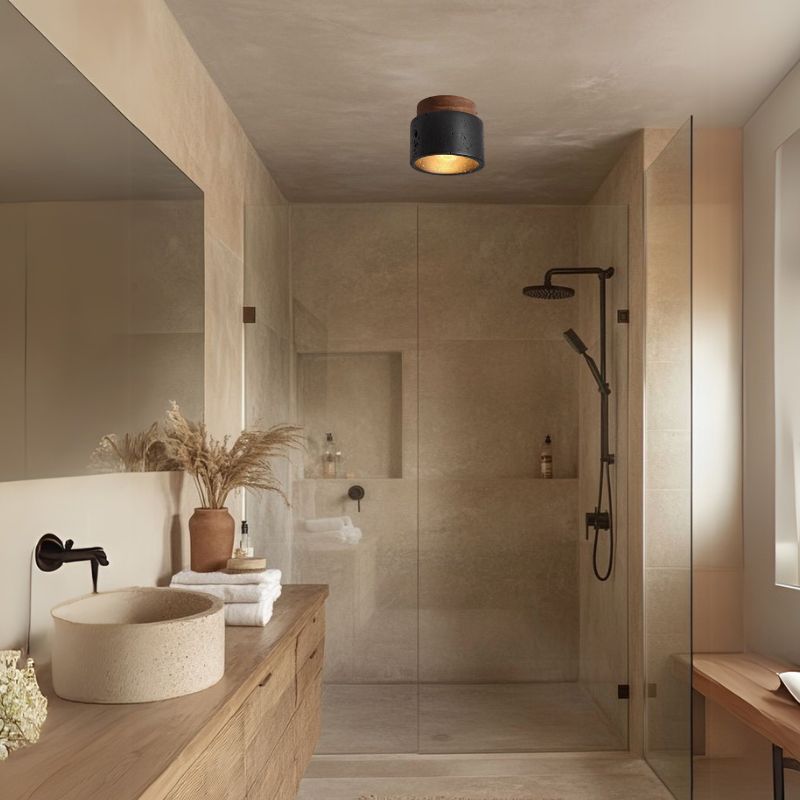 Plafonnier salle de bain en pierre - Travertino