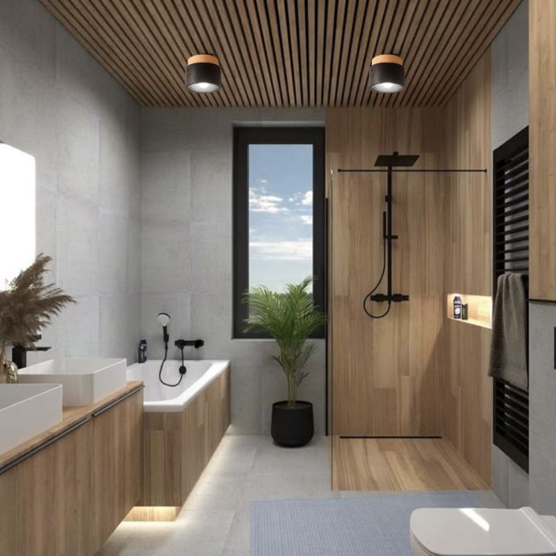 Plafonnier salle de bain en pierre - Travertino