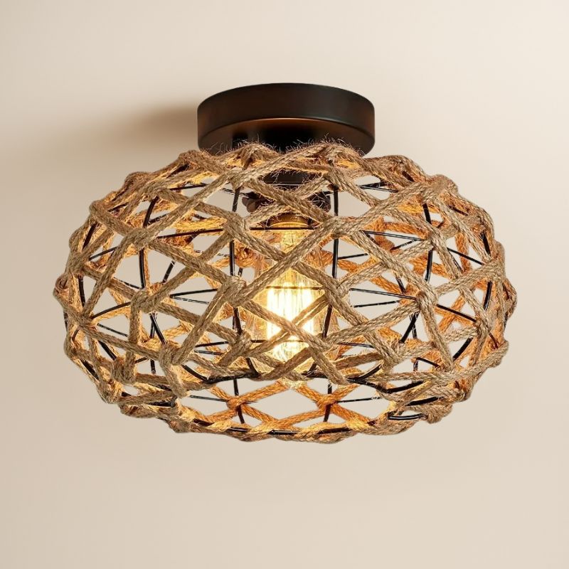 Plafonnier couloir en corde de chanvre - Ona