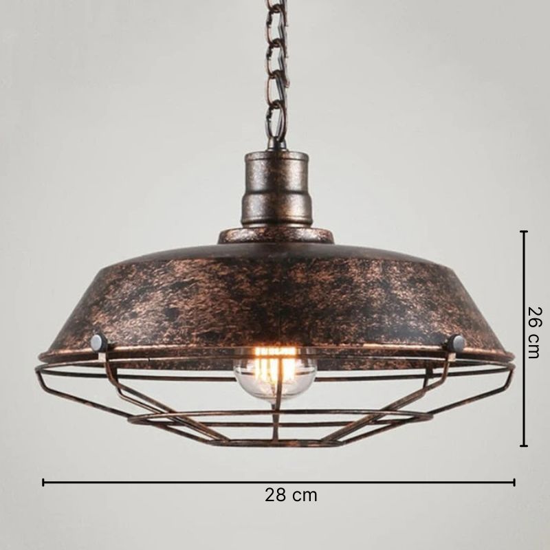 Suspension industrielle en fer effet rouille - Marat