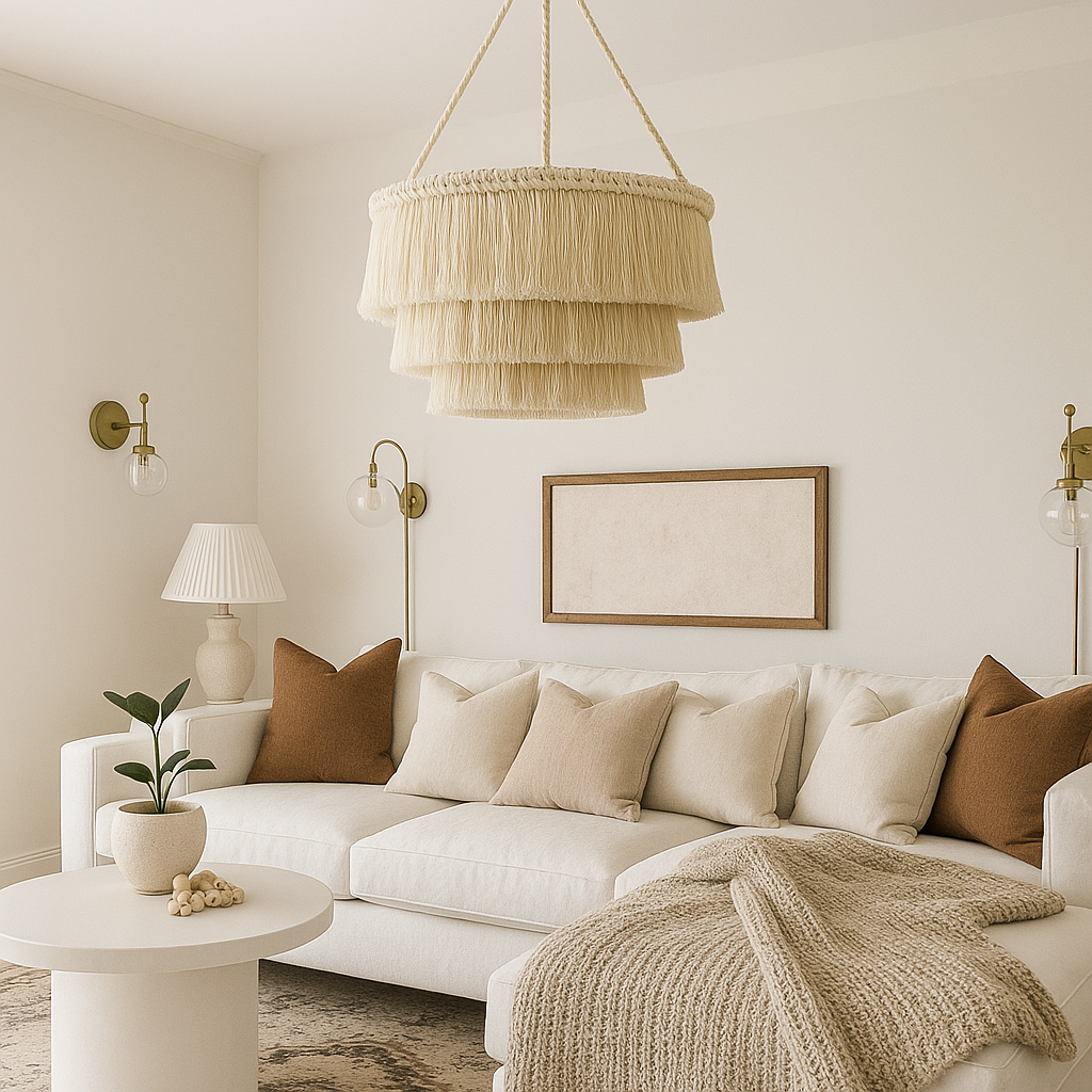 Suspension blanche en macramé - Alya