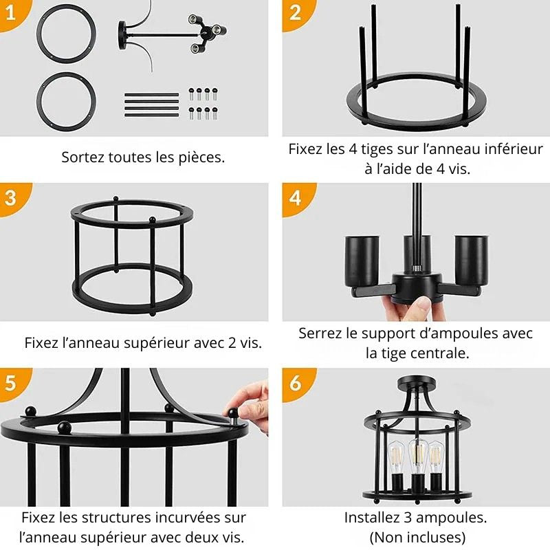 Lustre industriel noir design - Voltaire