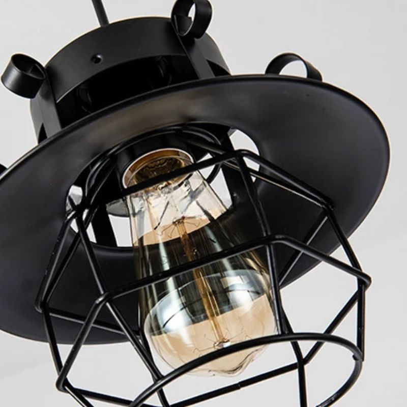 Lustre industriel noir - Newton