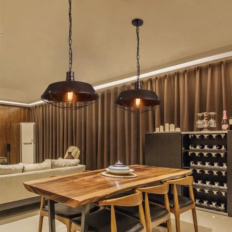 Suspension industrielle noire en fer - Marat