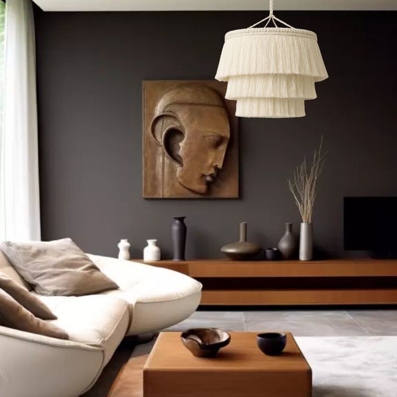 Suspension blanche en macramé - Alya