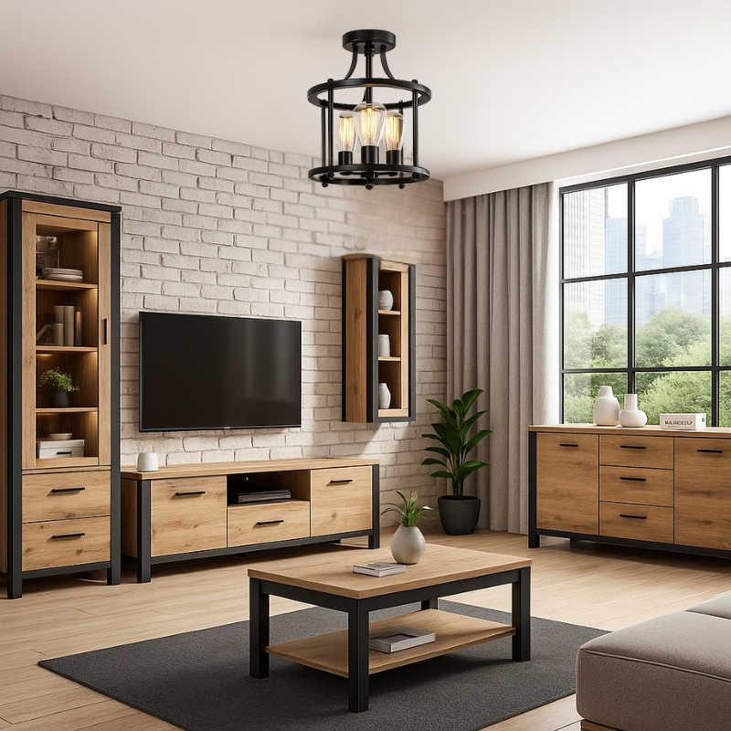 Lustre industriel noir design - Voltaire