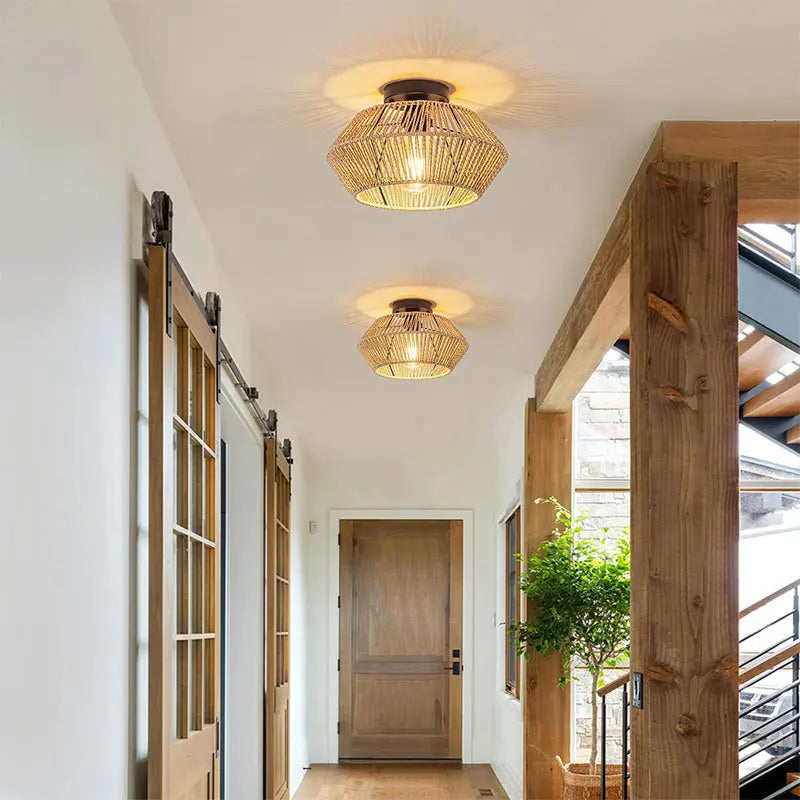 Luminaire plafonnier en rotin naturel - Elara