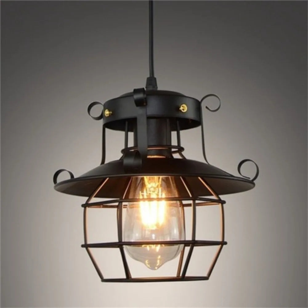 Lustre industriel noir - Newton