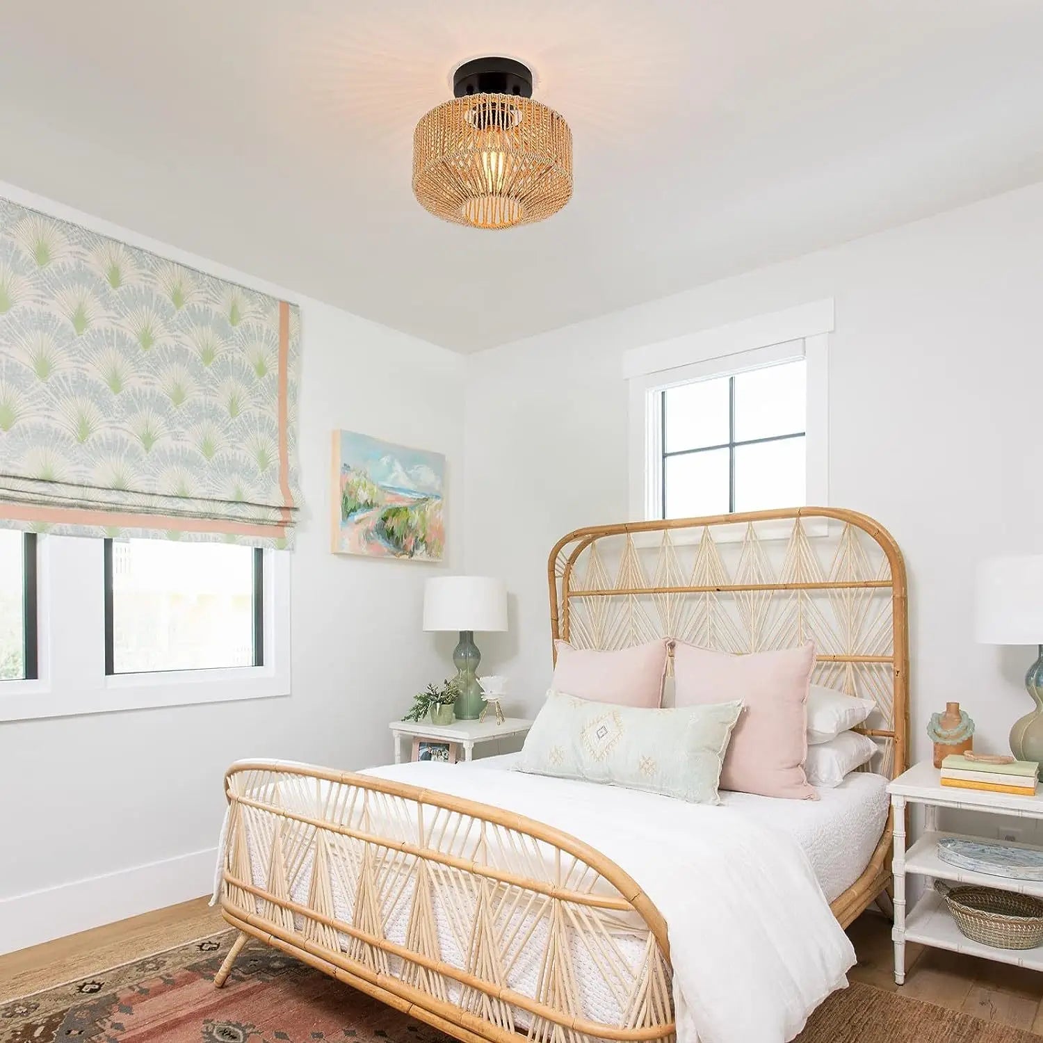 Luminaire plafonnier en rotin naturel - Elara