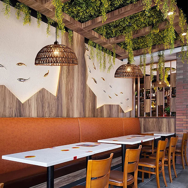 Suspension en rotin naturel - Evana