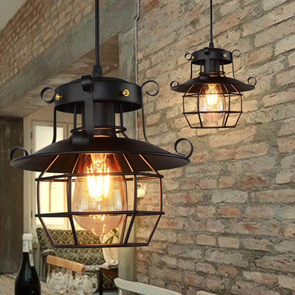 Lustre industriel noir - Newton