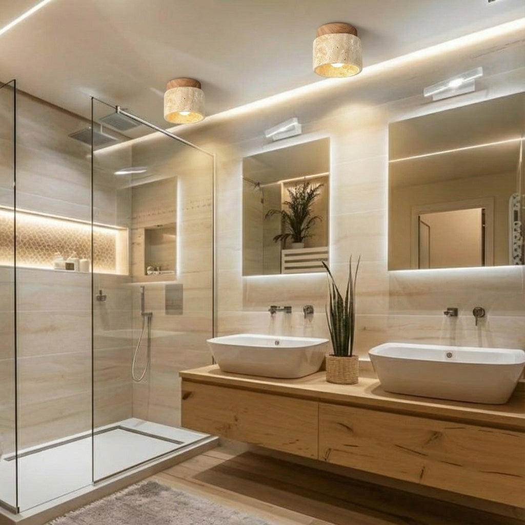 Plafonnier salle de bain en pierre - Traverto