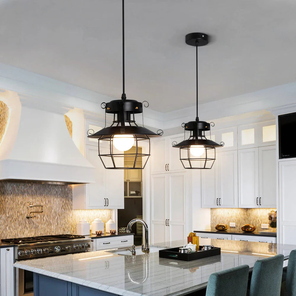 Lustre industriel noir - Newton