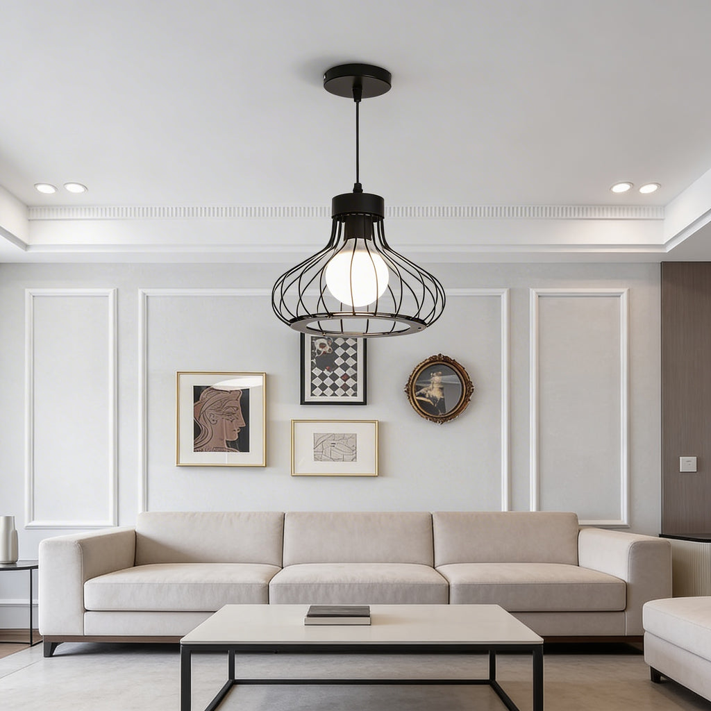 Suspension industrielle noire design - Isabeau