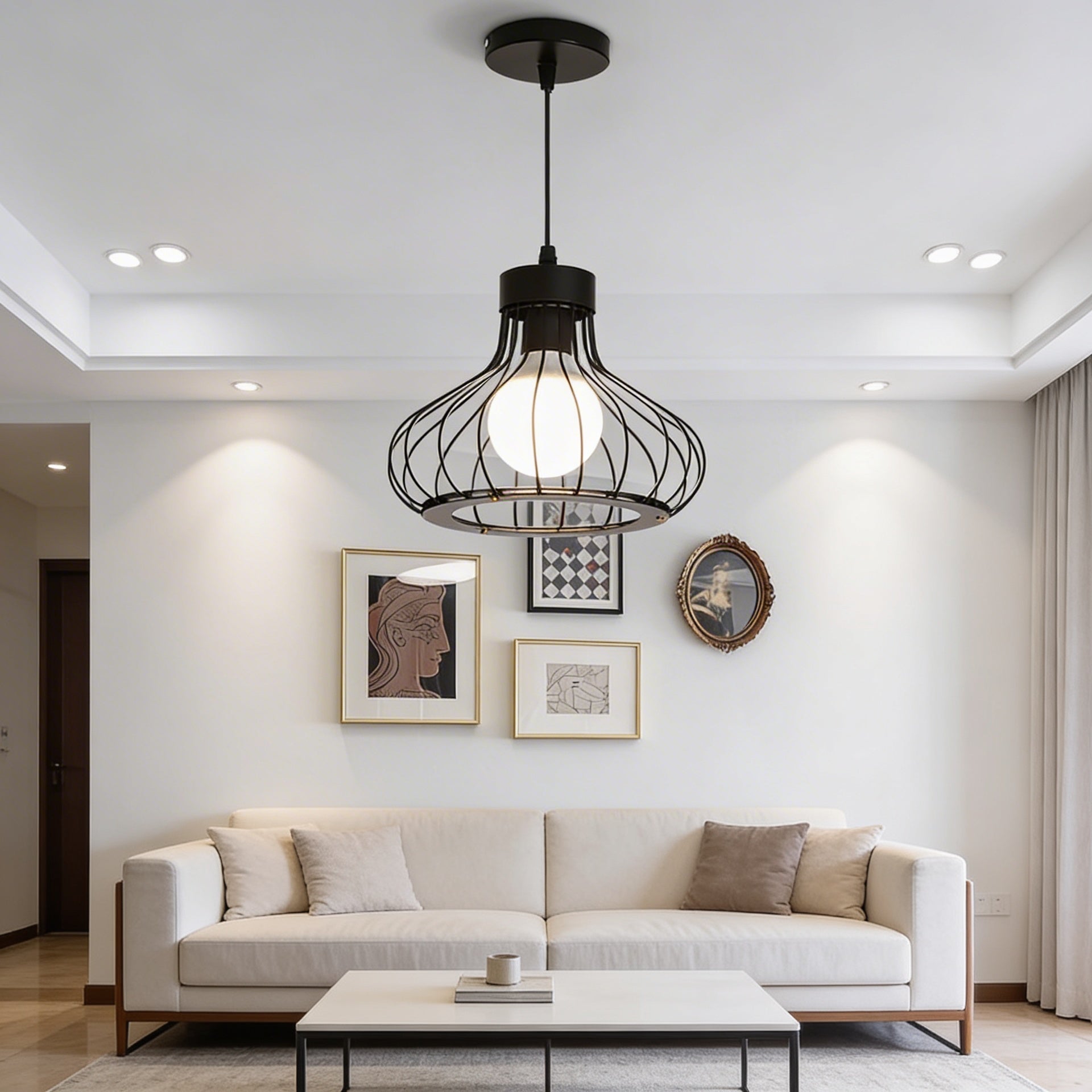 Suspension industrielle noire design - Isabeau