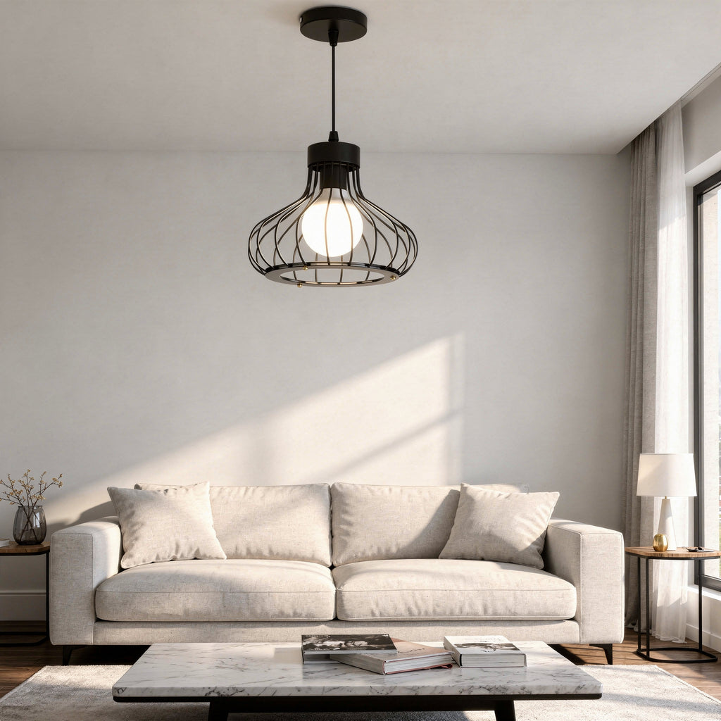 Suspension industrielle noire design - Isabeau