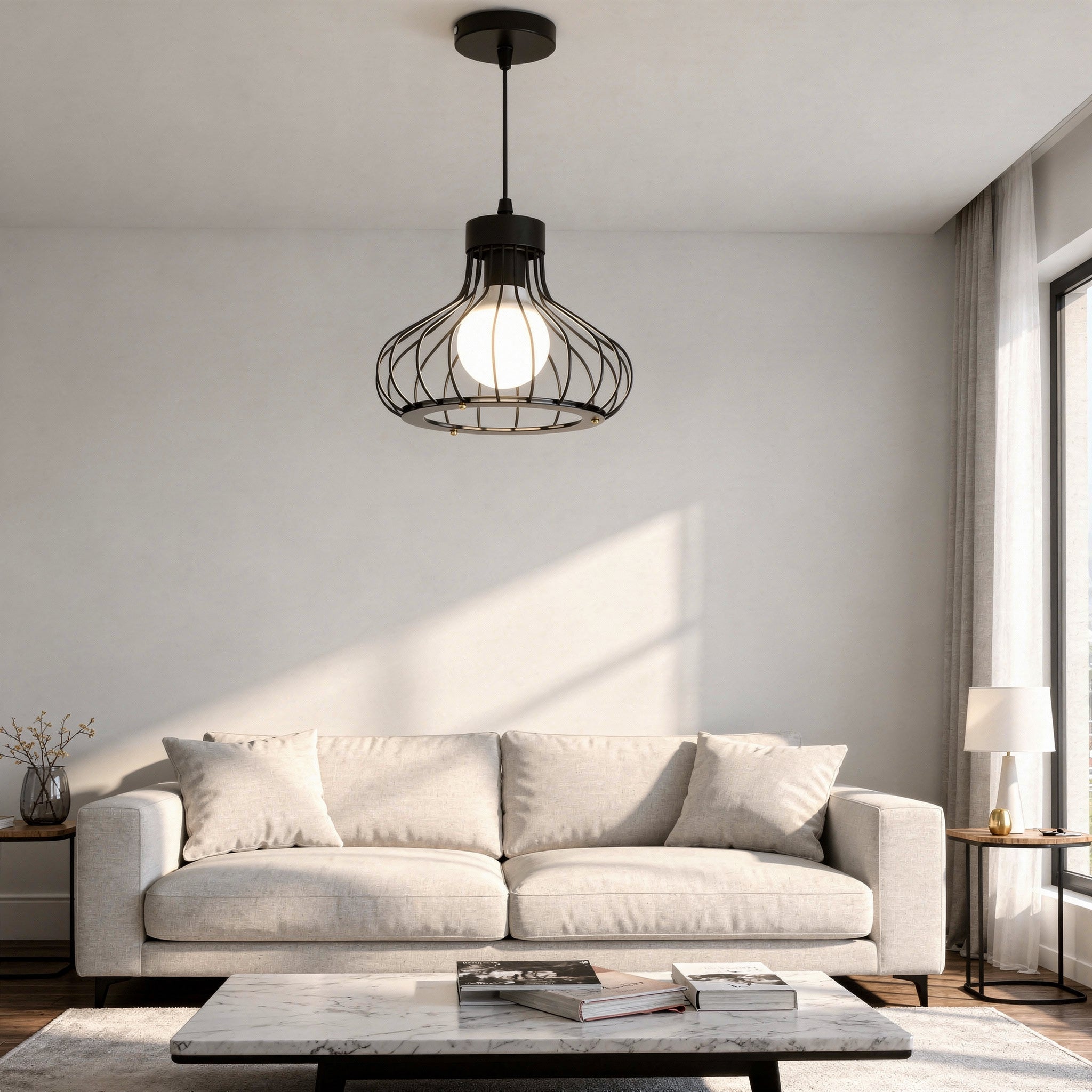 Suspension industrielle noire design - Isabeau