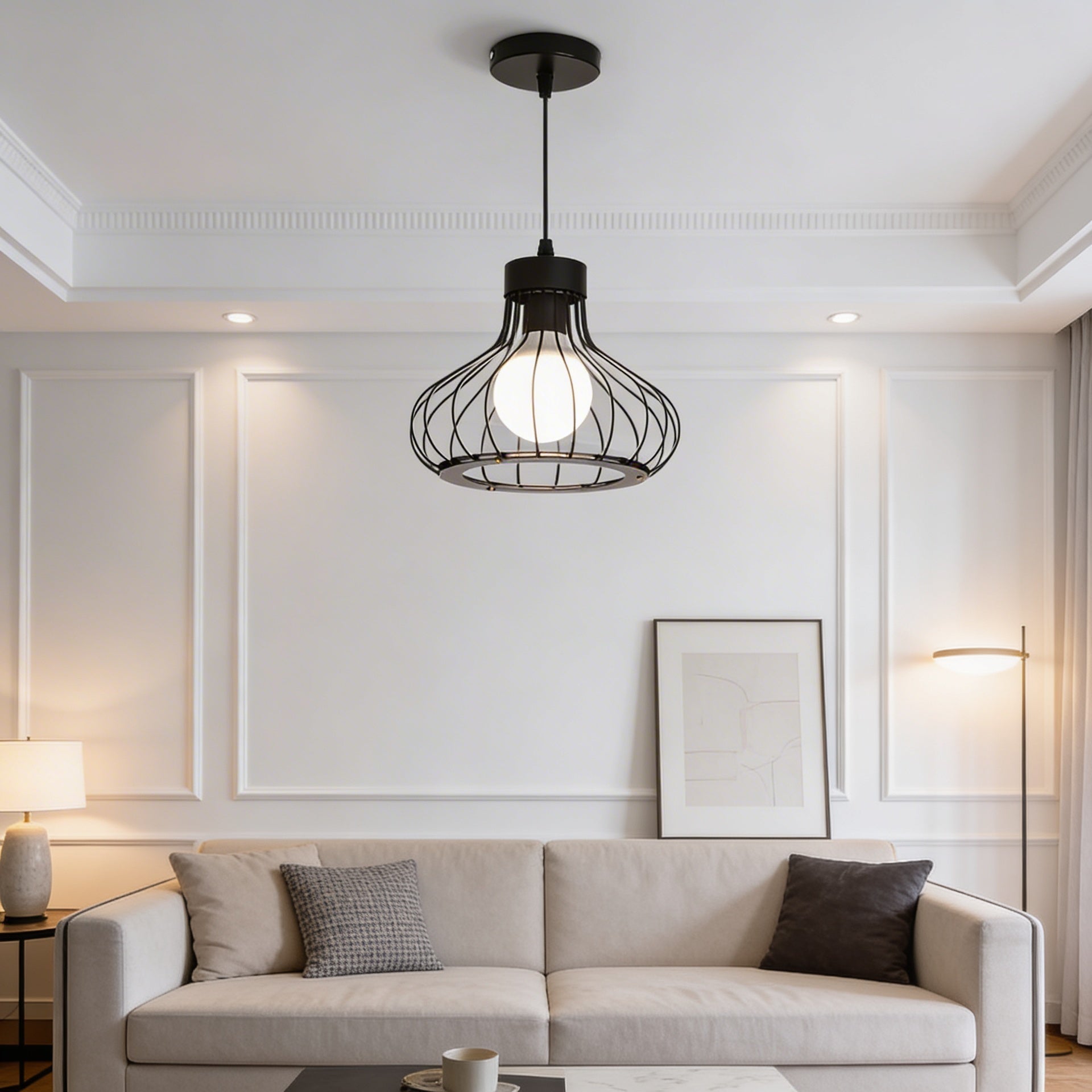 Suspension industrielle noire design - Isabeau