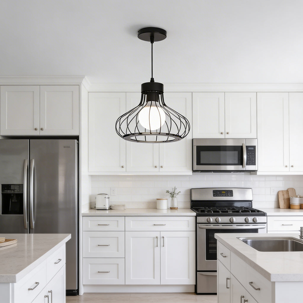 Suspension industrielle noire design - Isabeau
