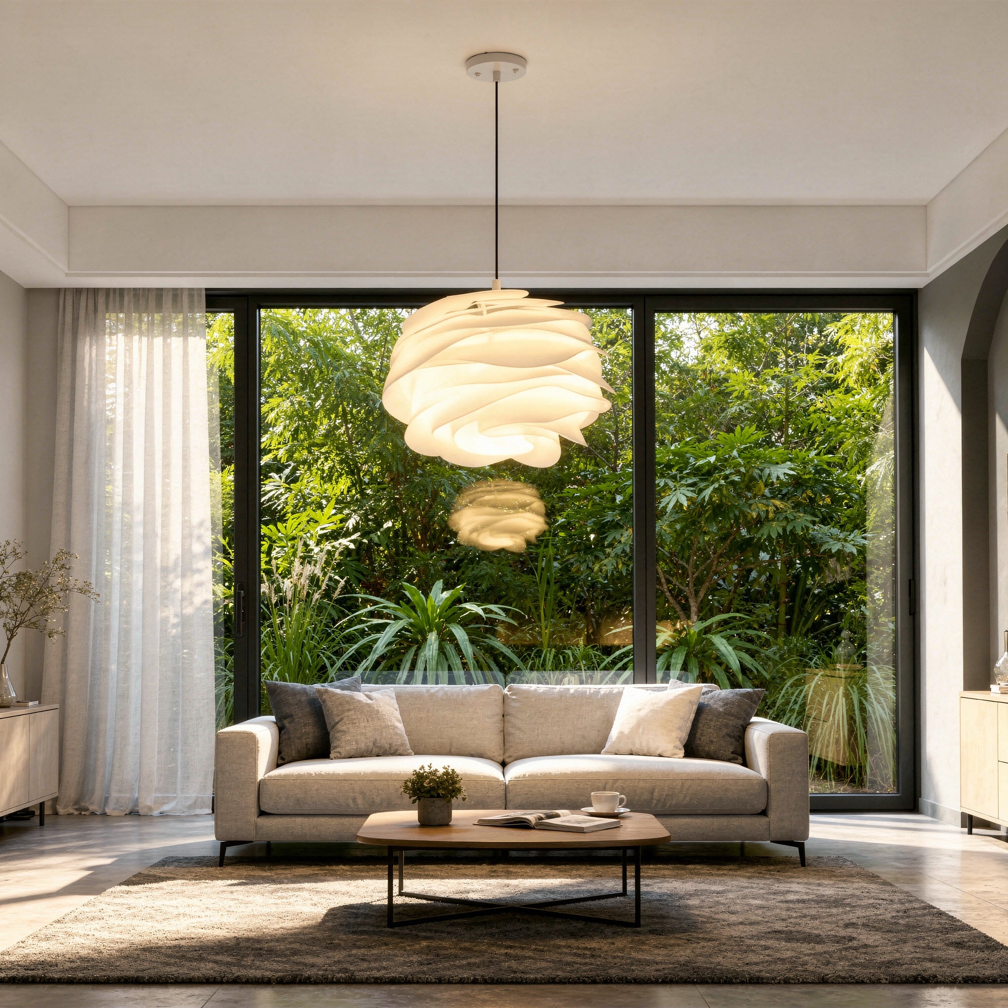 Suspension blanche design pétales de fleurs - Floral