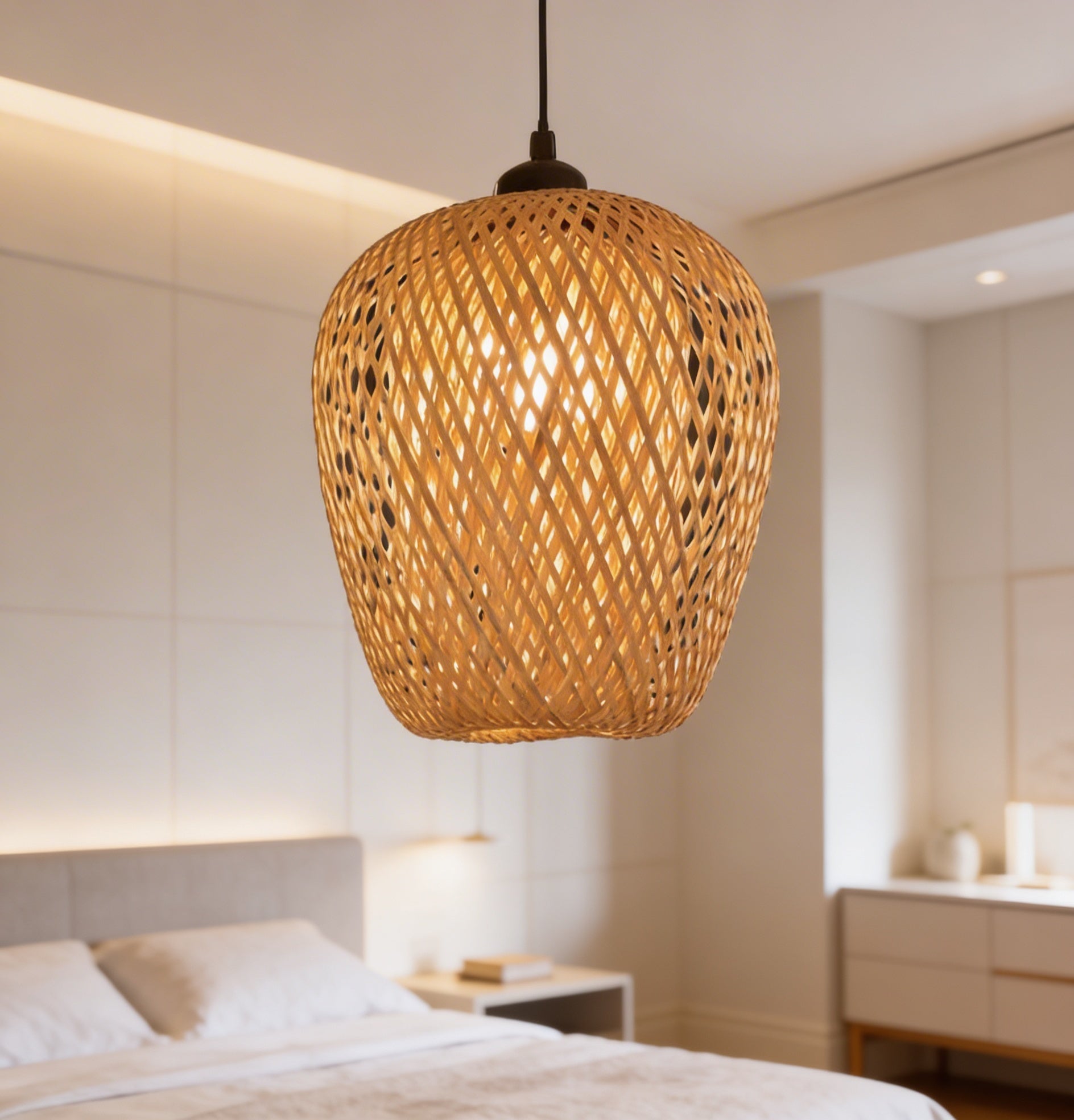 Suspension en bambou rotin naturel - Arya