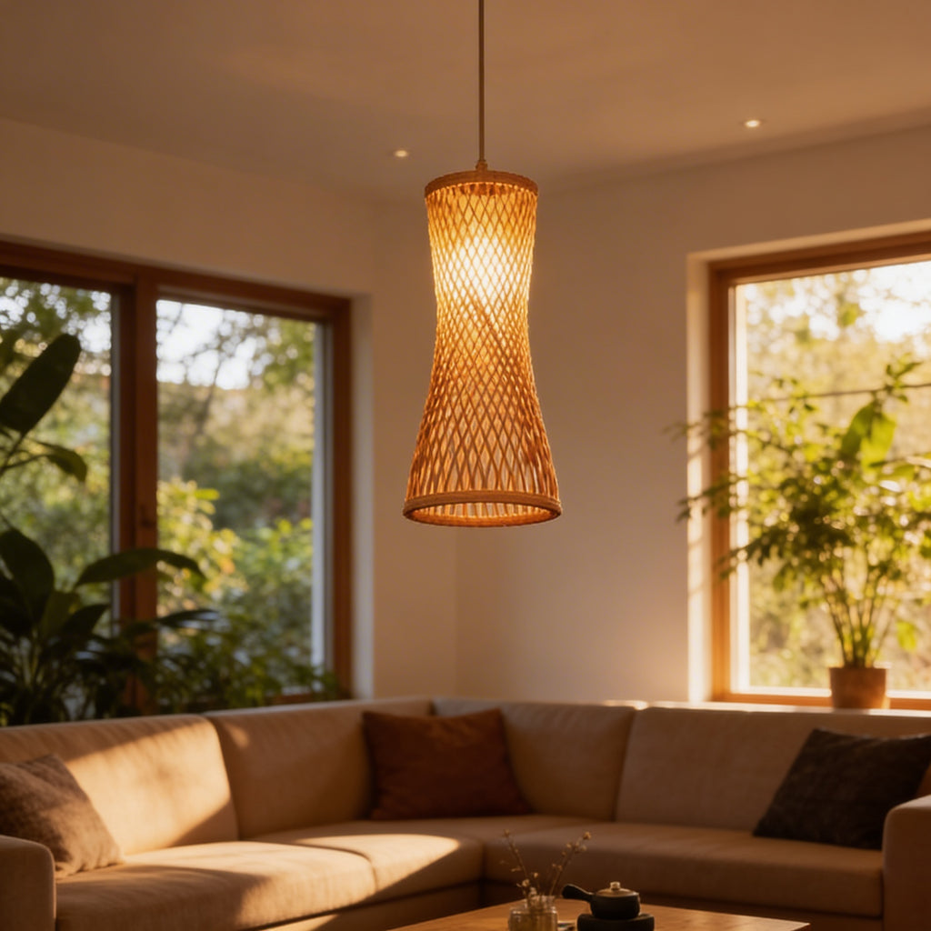 Suspension bambou rotin naturel - Avelina