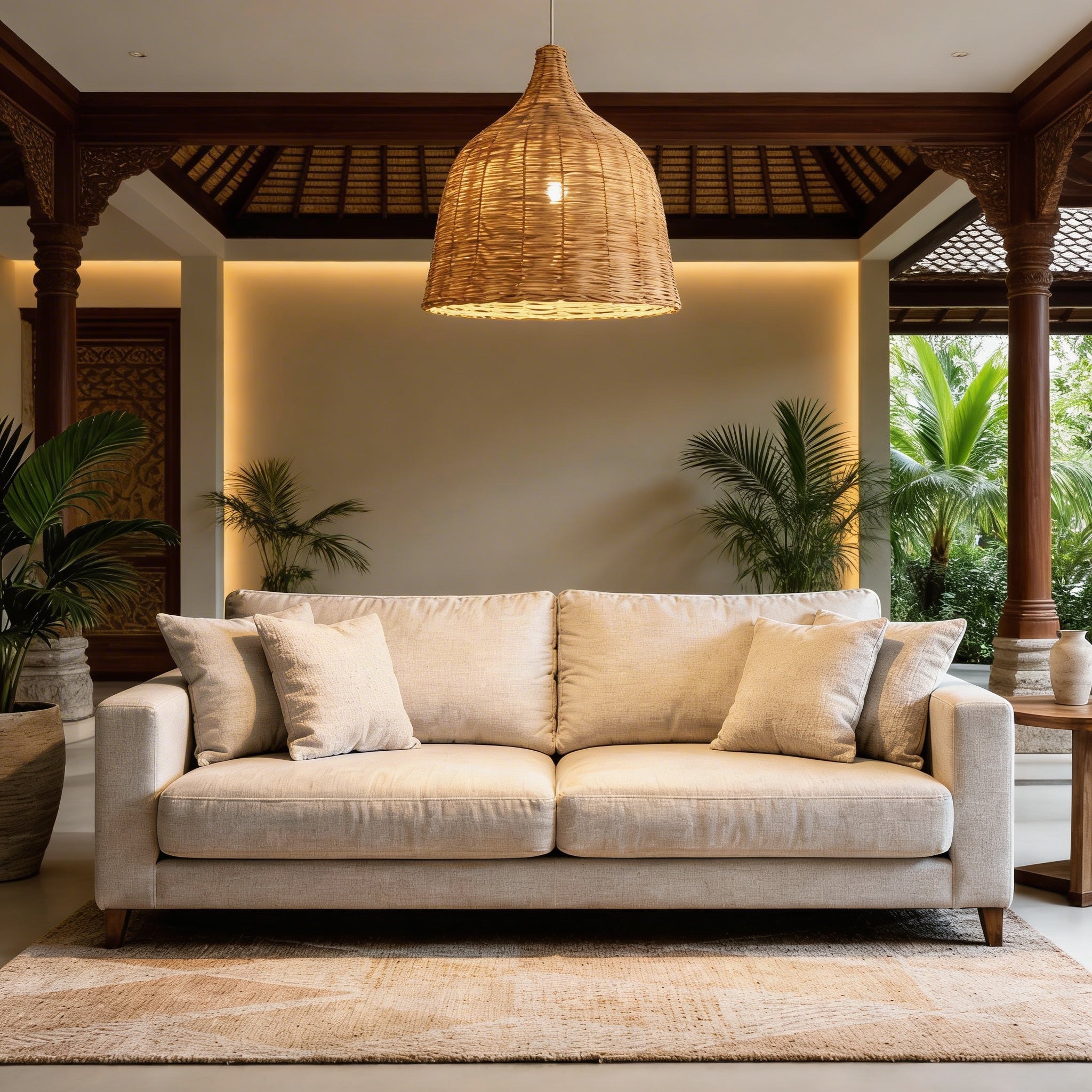 Suspension en bambou rotin pour extérieur et intérieur - Dahlia