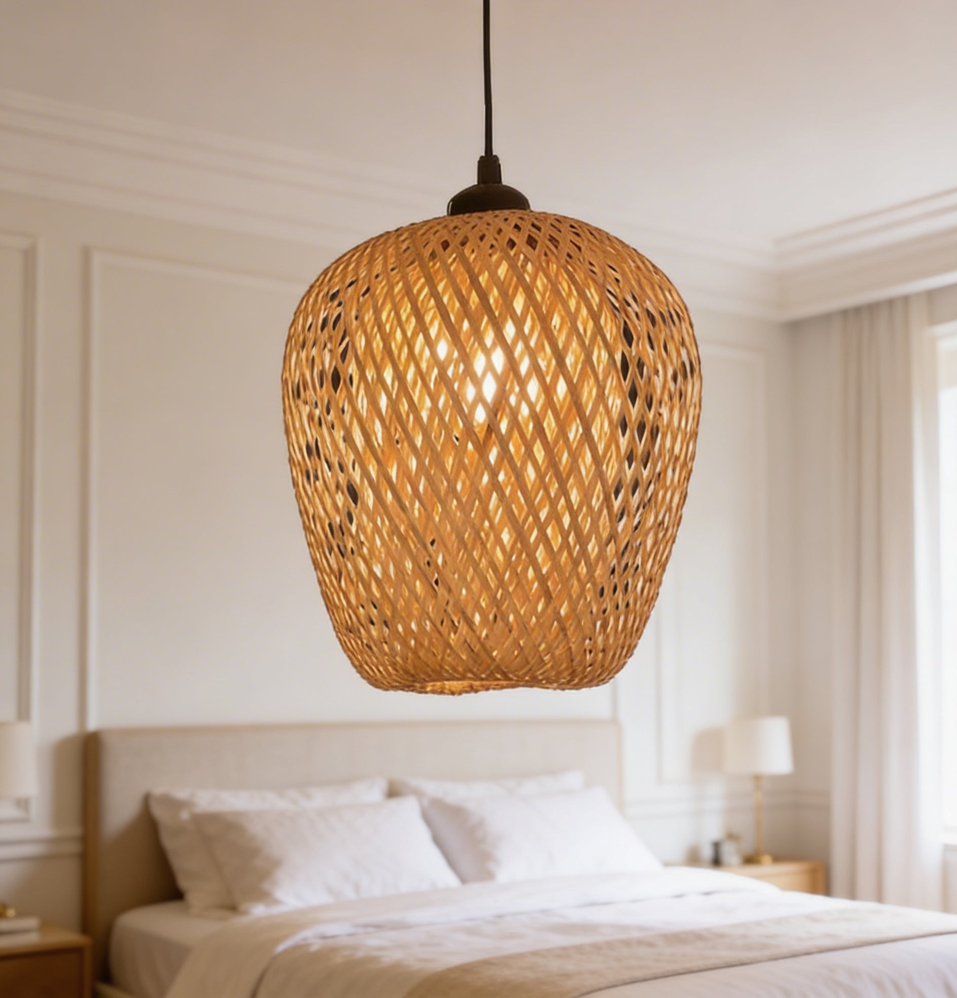 Suspension en bambou rotin naturel - Arya