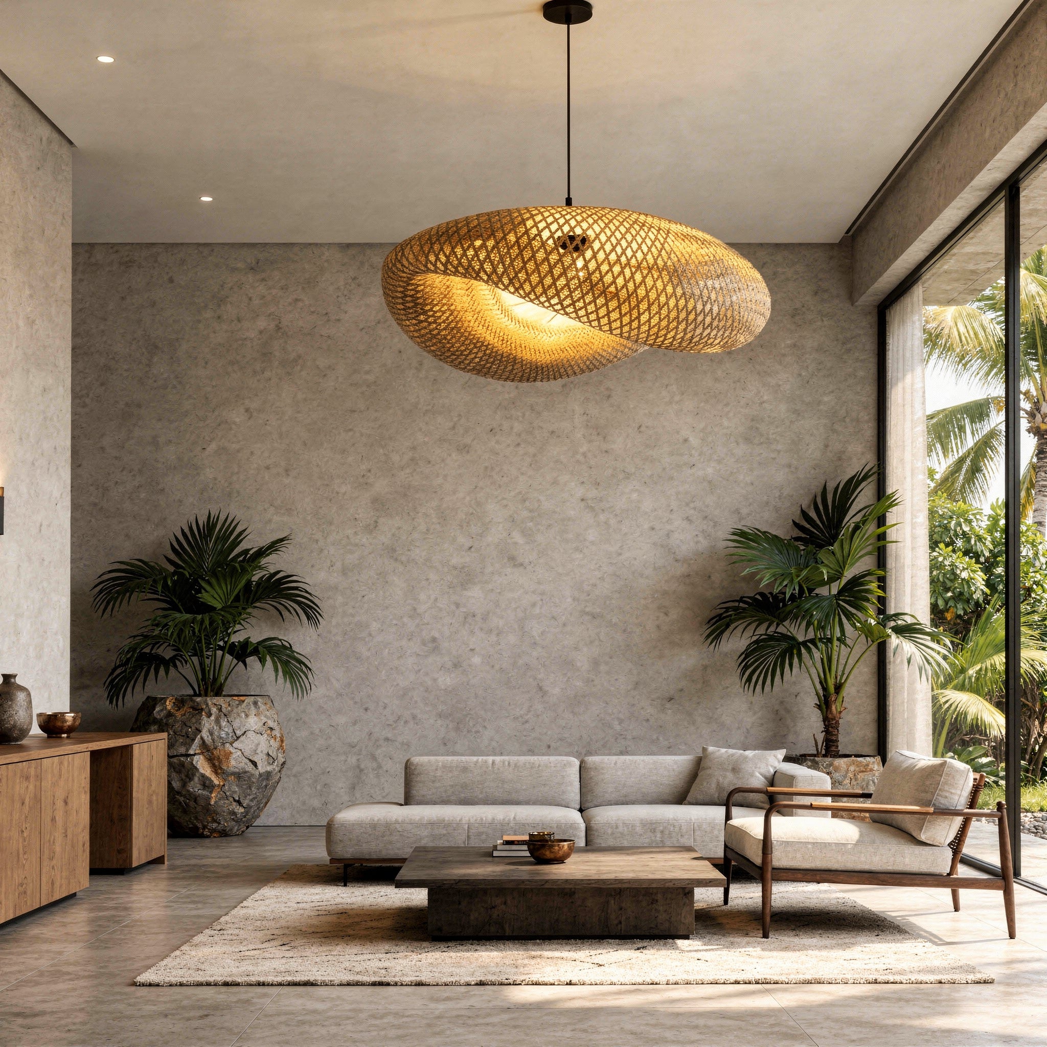 Suspension en bambou rotin naturel - Azalée