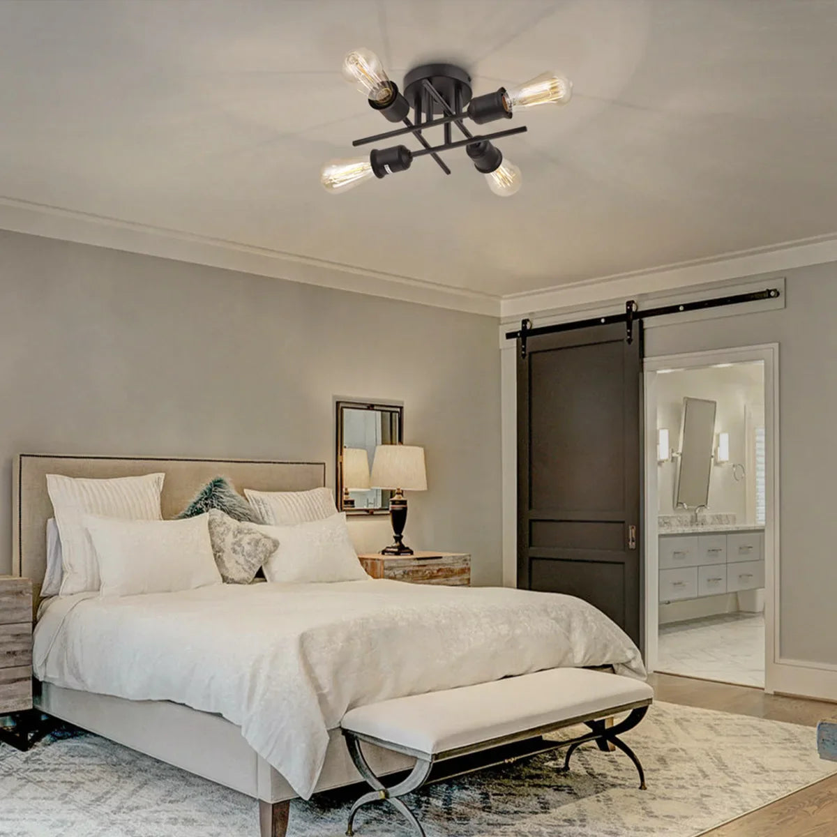 Lustre industriel noir design - Robespierre