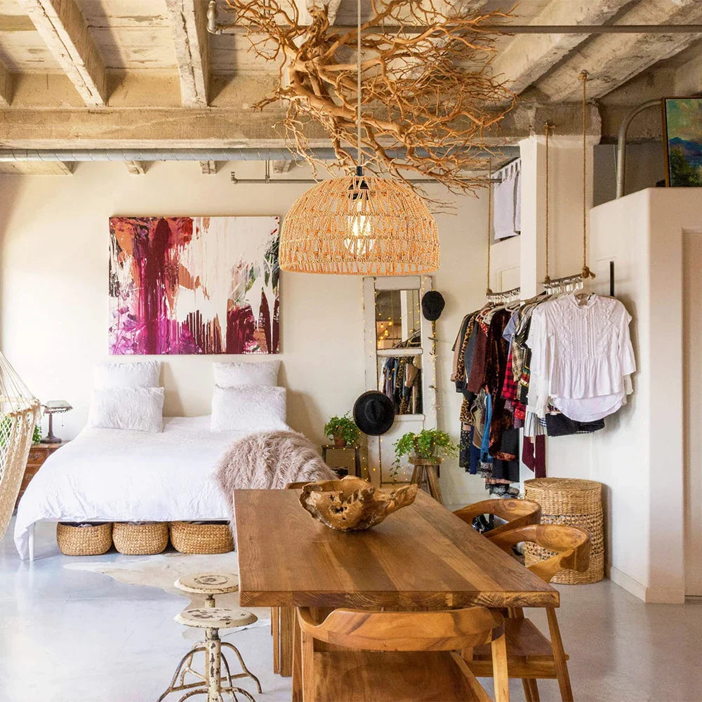 Suspension en rotin naturel - Evana