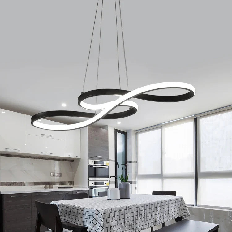 Lustre salle à manger LED aux courbes fluides - Sonella