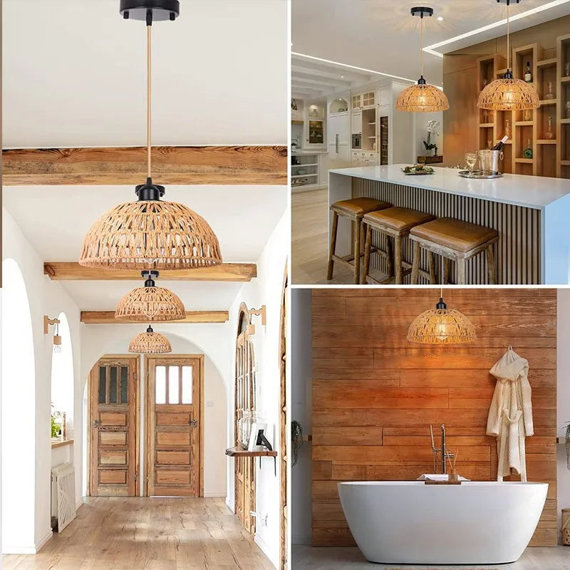 Suspension en rotin naturel - Evana