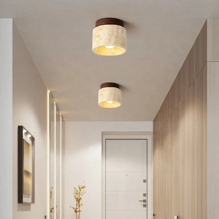 Plafonnier salle de bain en pierre - Traverto