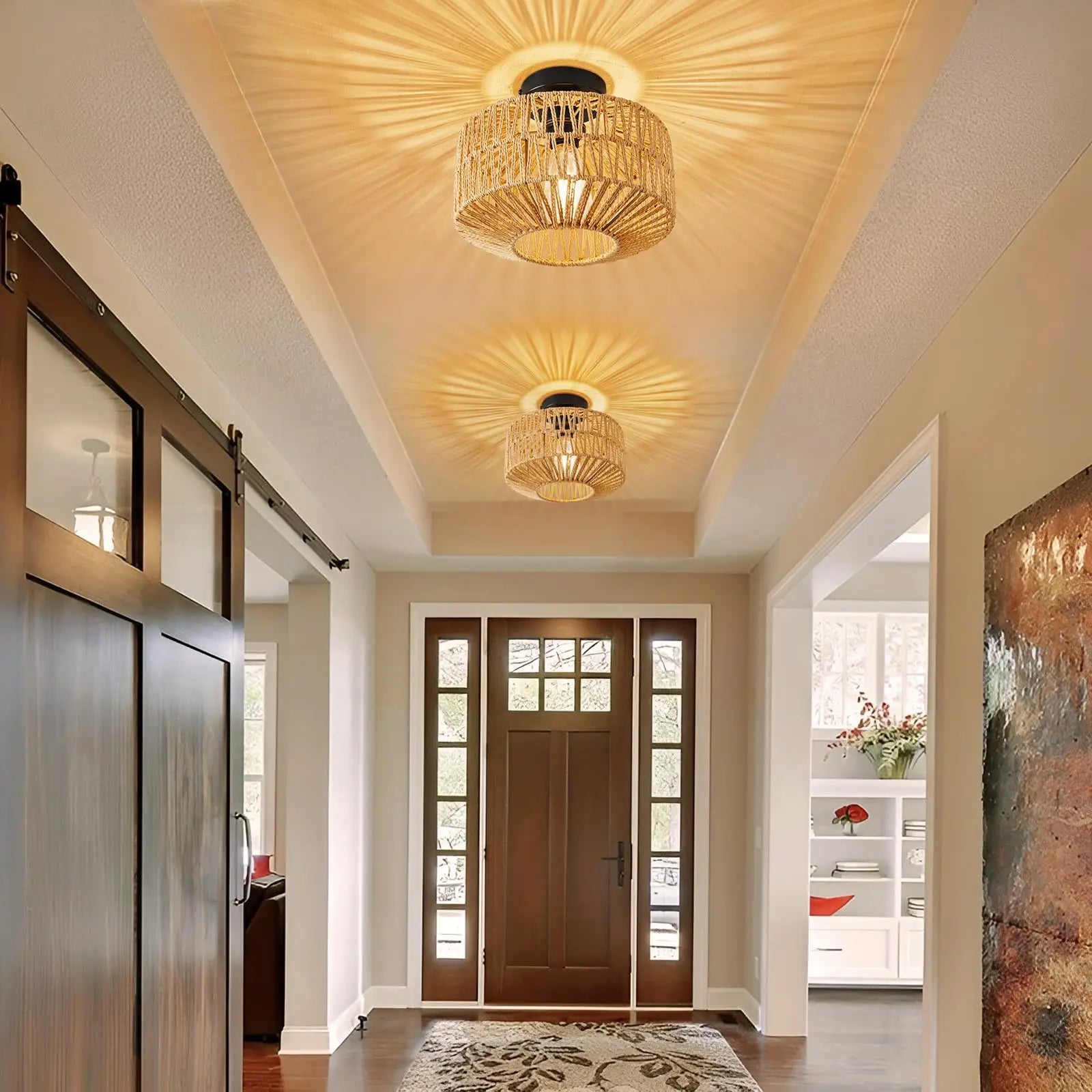 Luminaire plafonnier en rotin naturel - Elara