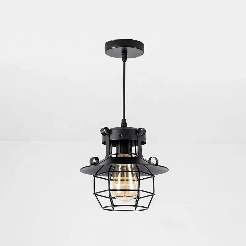 Lustre industriel noir - Newton