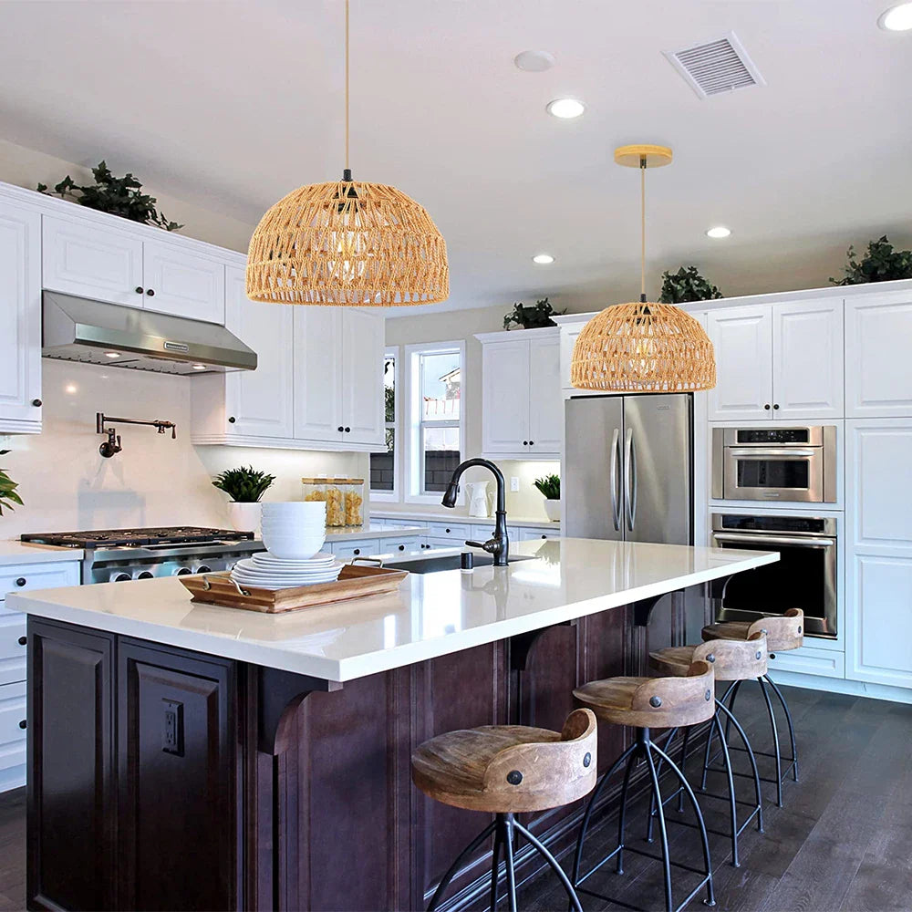 Suspension en rotin naturel - Evana