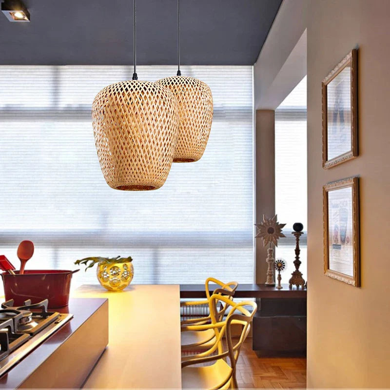 Suspension en bambou rotin naturel - Néa