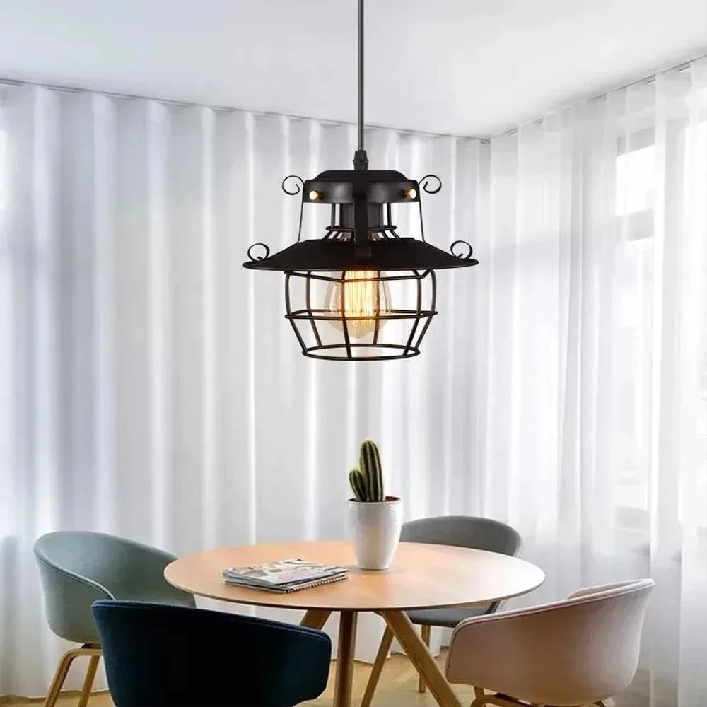 Lustre industriel noir - Newton