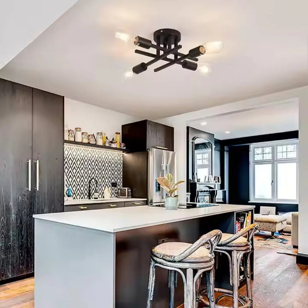 Lustre industriel noir design - Robespierre