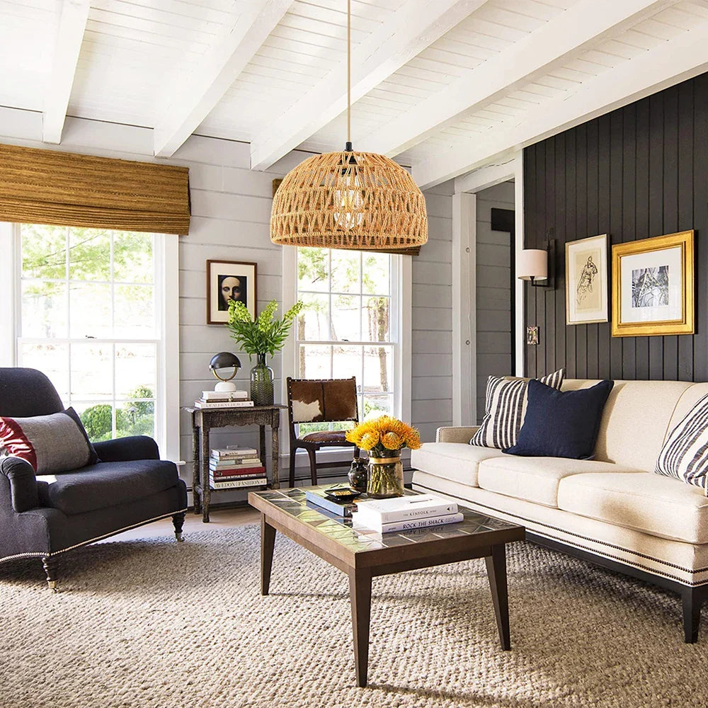 Suspension en rotin naturel - Evana